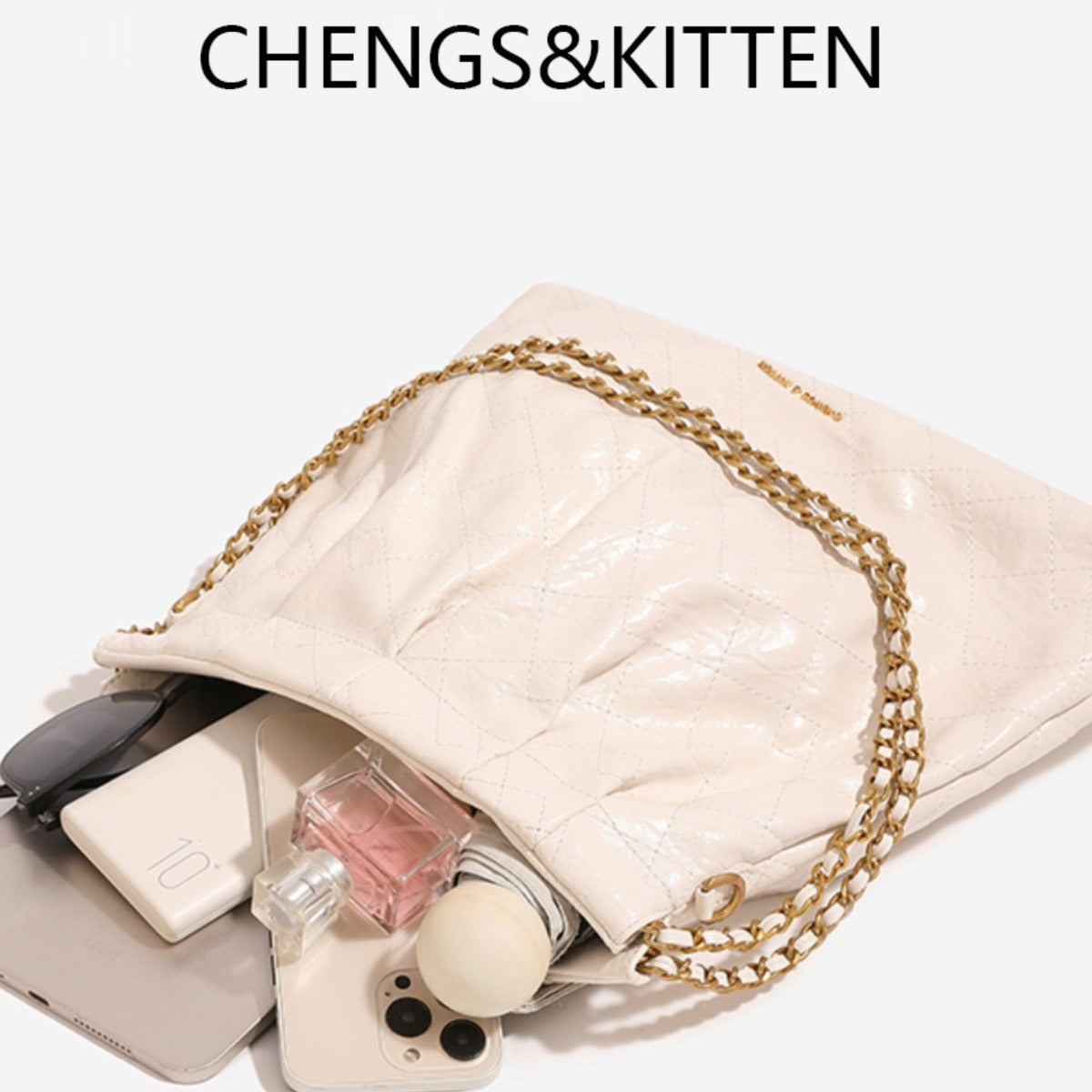 Garbage Genuine Leather Chain Large Capacity Bags