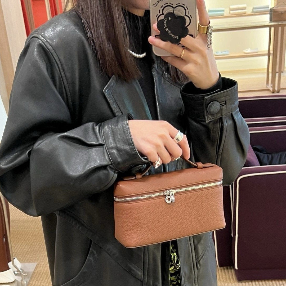 Women's Genuine Leather Graceful Lunch Box Litchi Crossbody Bags