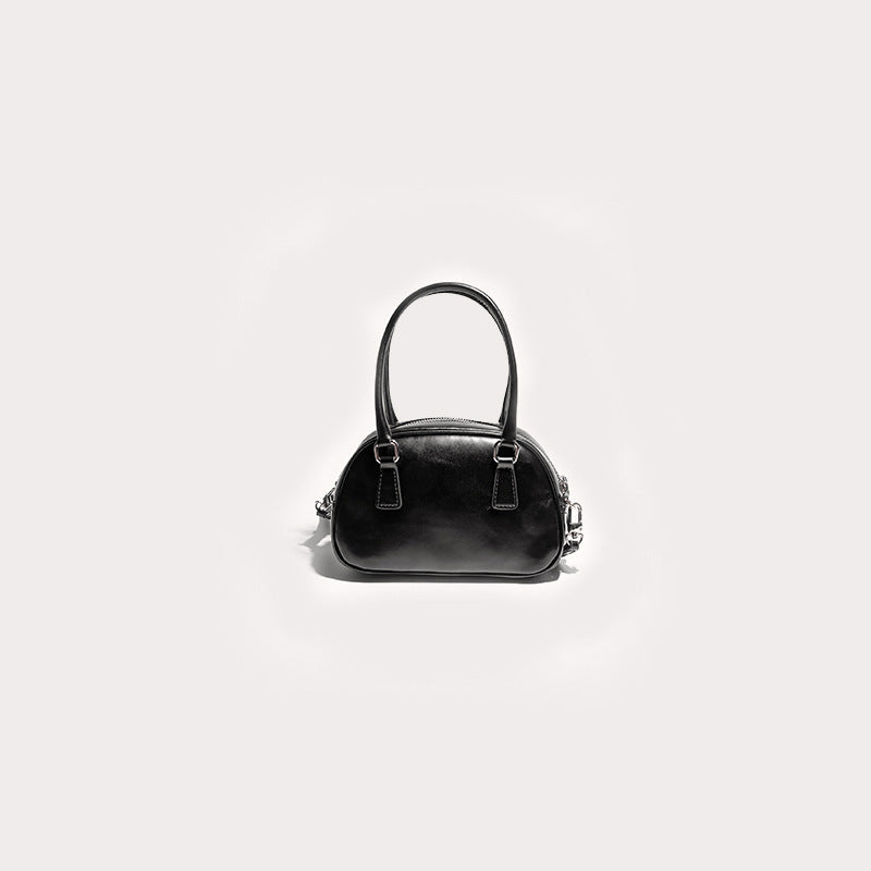 Women's Cow Leather High-grade Boston Portable Bowling Handbags