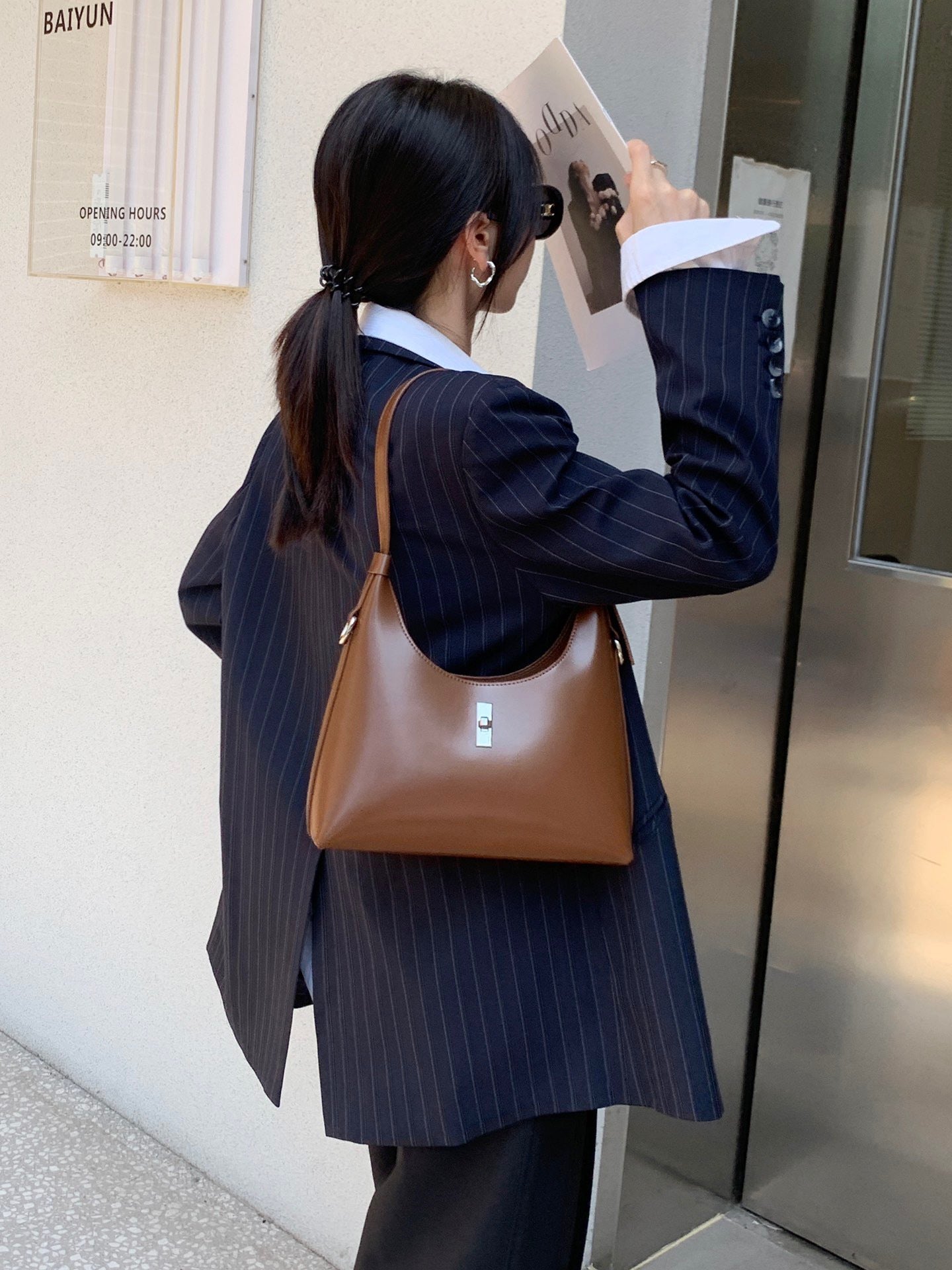 Genuine Leather Retro Baguette Underarm Moon Shoulder Bags