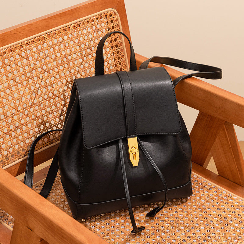 Women's Lightweight Genuine Leather College Trip Large Backpacks