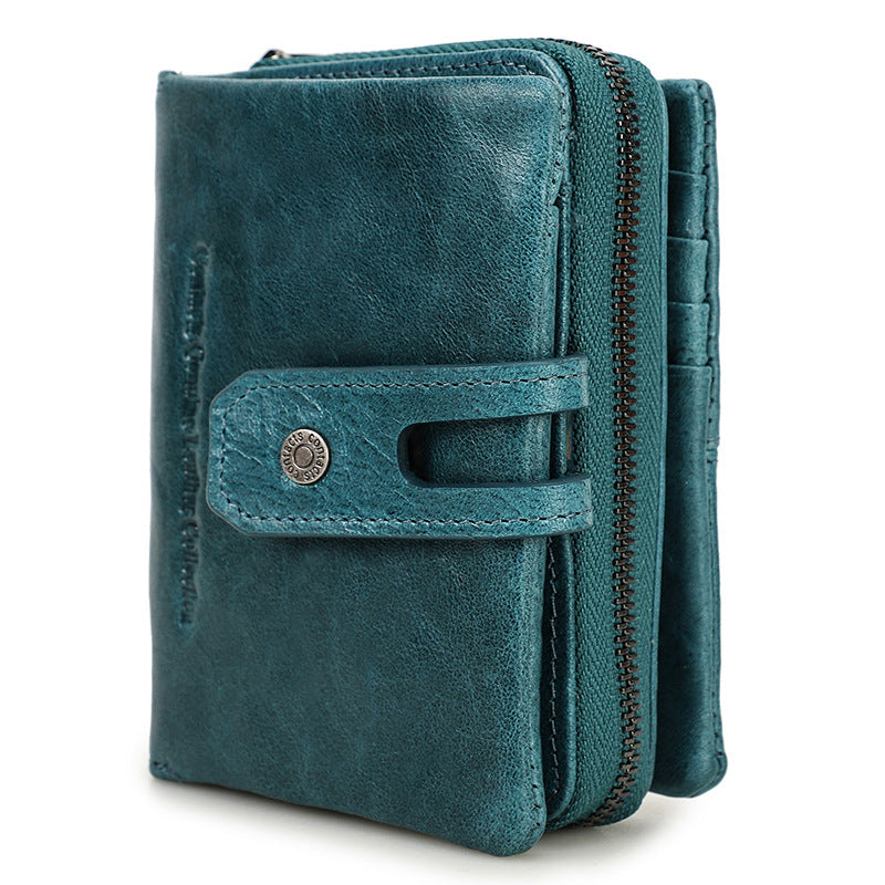 Women's Trendy Black Angel Cowhide Leather Ladies Wallets