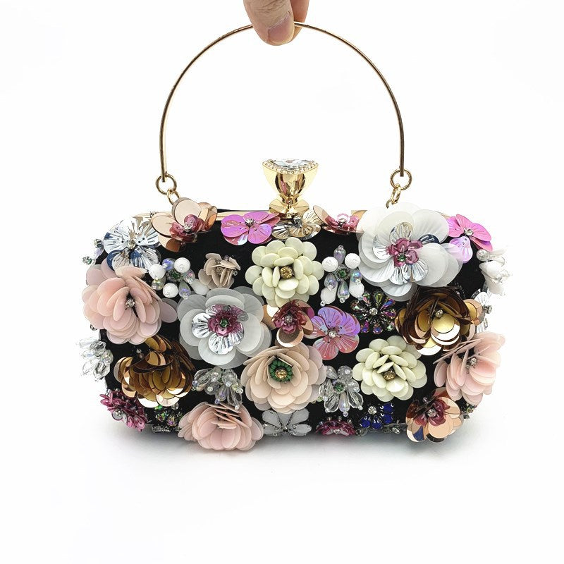 Women's Canli Fashion Dinner Colorful Flower Beaded Evening Bags