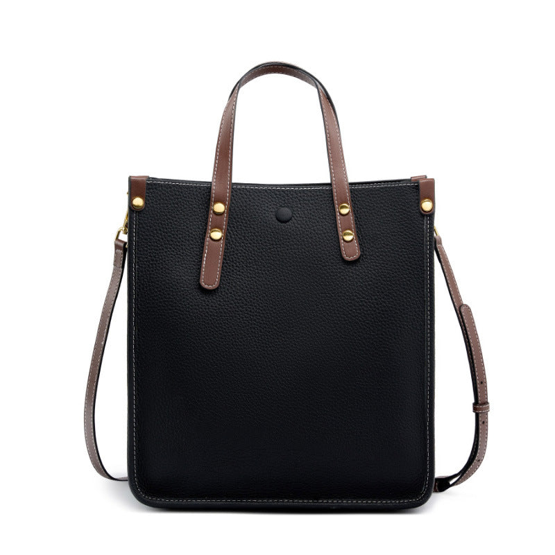 Leather Vertical First Layer Cowhide Commuter Handbags