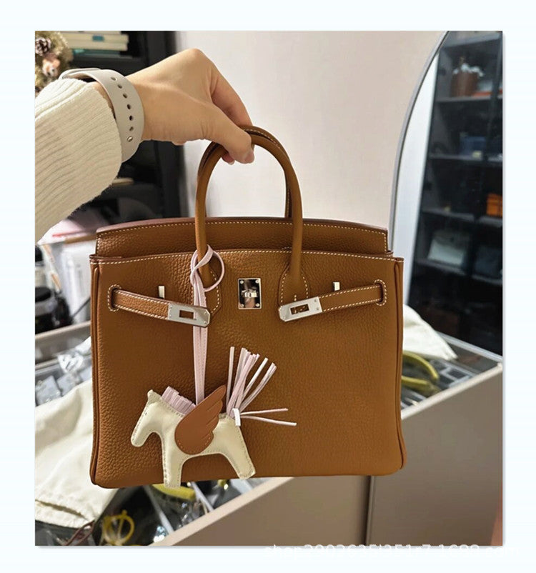 Women's Layer Cowhide Lychee Pattern Genuine Leather Shoulder Bags