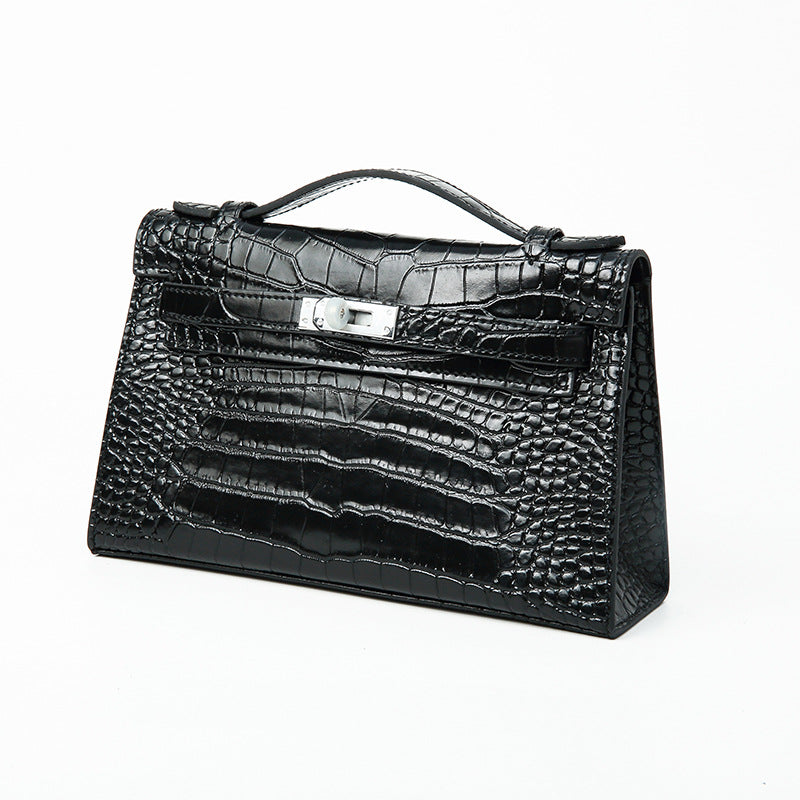 Women's Holding Dinner Crocodile Pattern Chain Genuine Leather Crossbody Bags