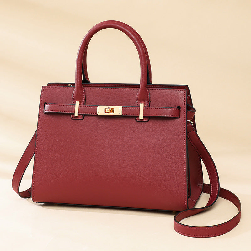 Women's Large Capacity Red Bridal Wedding Genuine Handbags