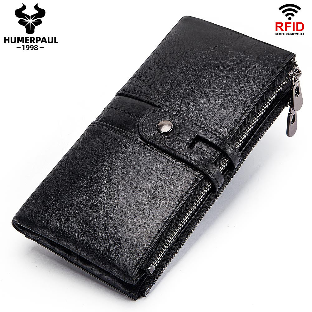 Women's Antimagnetic Clutch Top Layer Cowhide Long Ladies Wallets