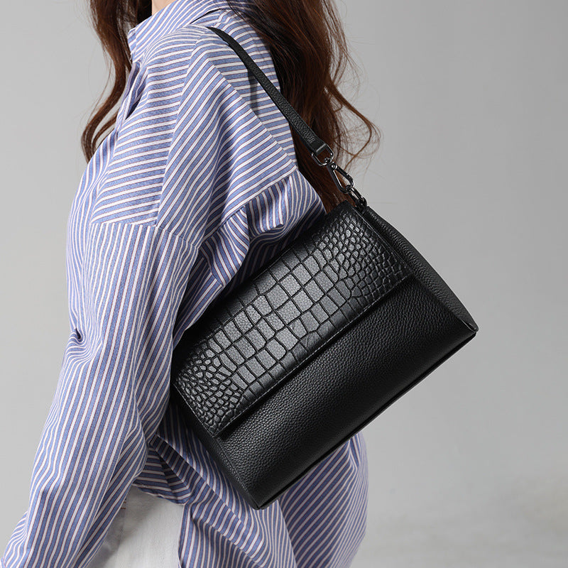 Women's Genuine Leather For Commute Crocodile Pattern Small Square Bags