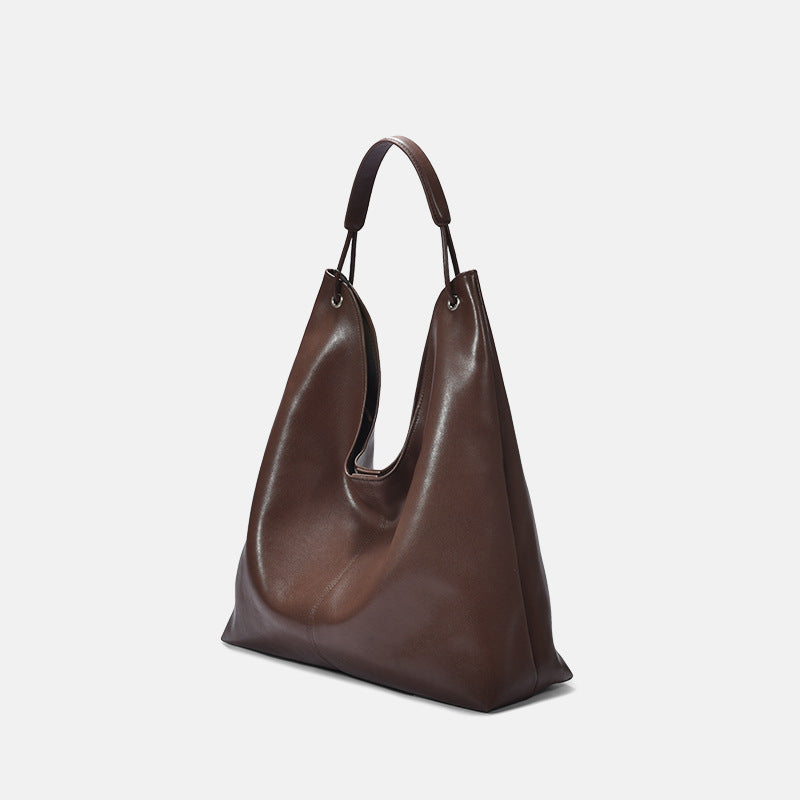 Vegetable Tanned Leather Large Capacity Textured Armpit Bags