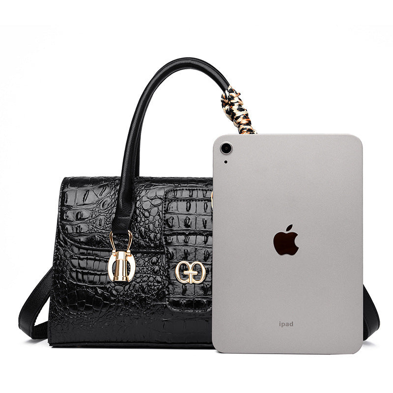 Women's Retro Autumn Crocodile Pattern Commuter Large Bags