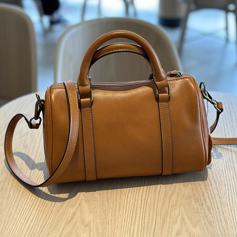 Women's Autumn Genuine Leather Pillow Minimalist Vegetable Handbags