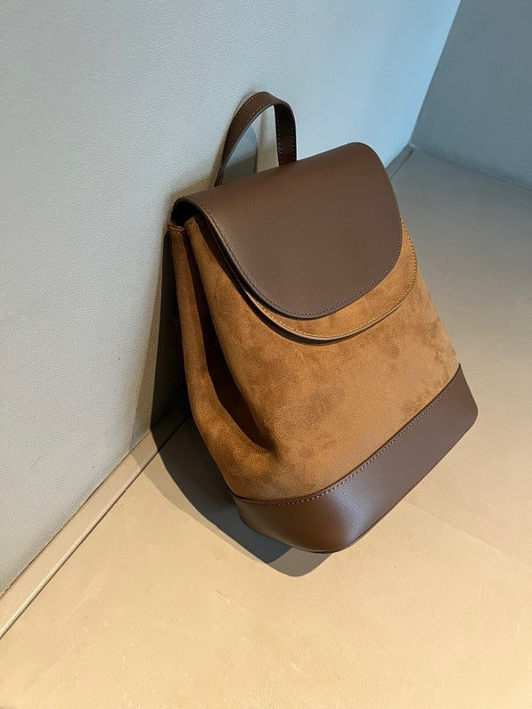 Design Leather Female Contrast Color Versatile Backpacks