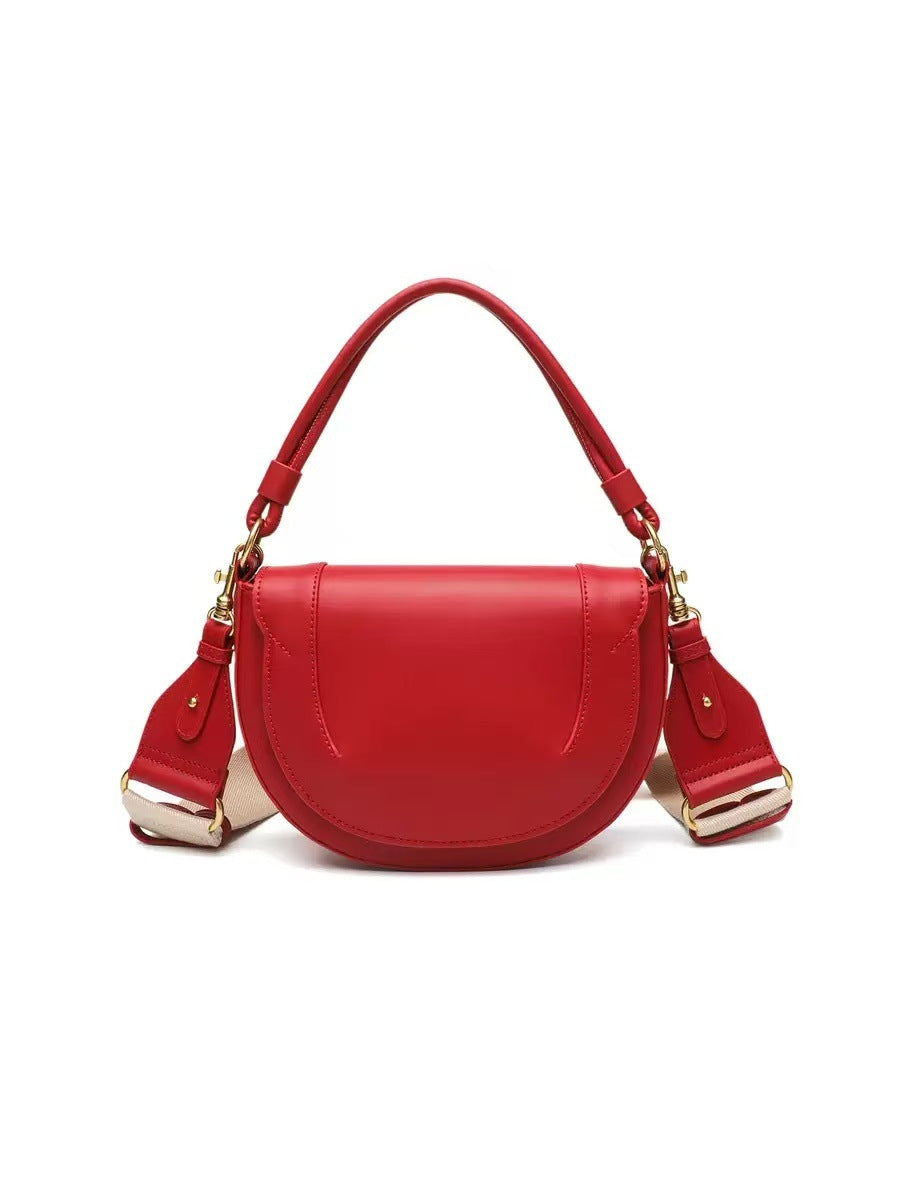 Women's Red Saddle Contrast Color String Decoration Crossbody Bags