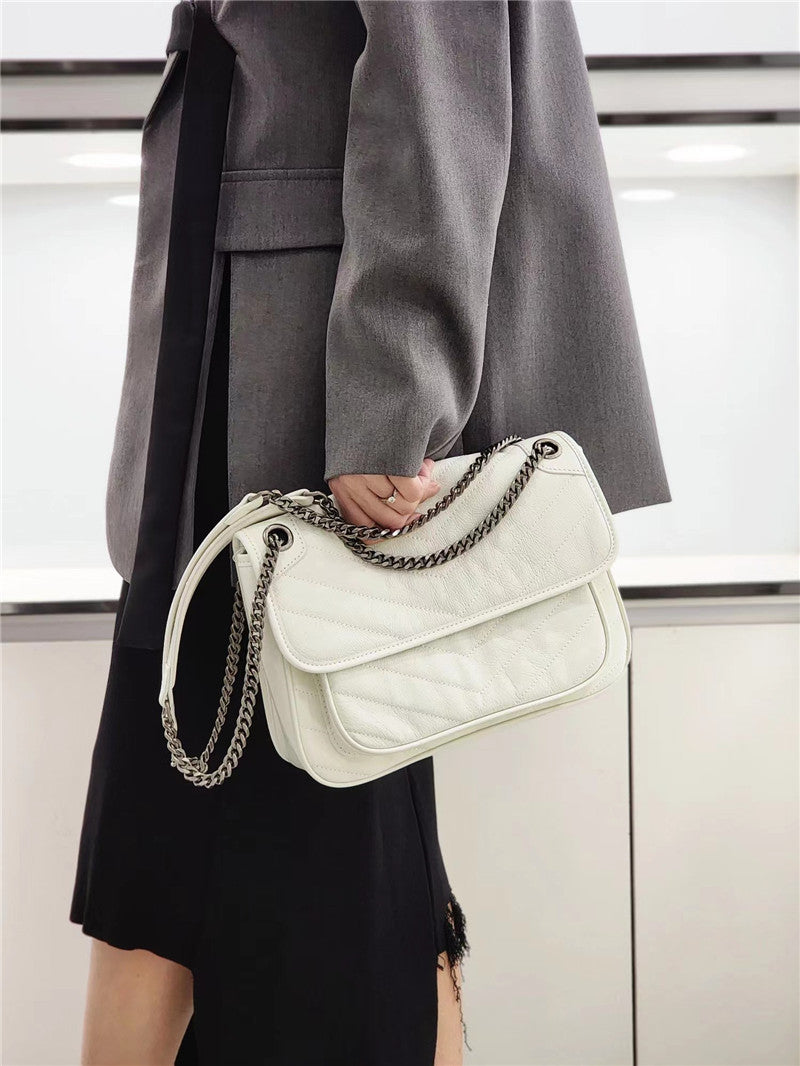 Women's First Layer Cowhide Retro Large Capacity Crossbody Bags