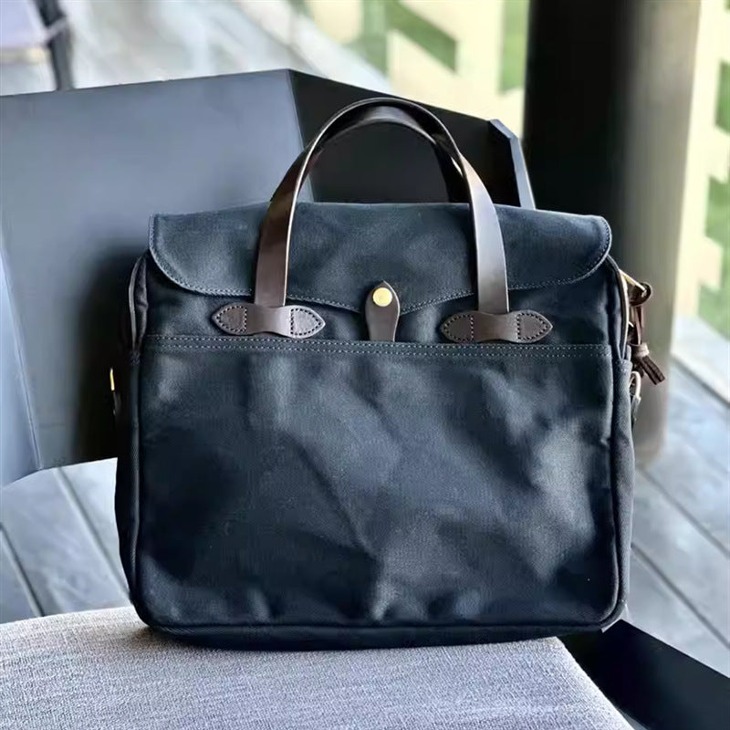 Men's Vintage Oil Wax Canvas Official Document Gentleman Men's Handbags