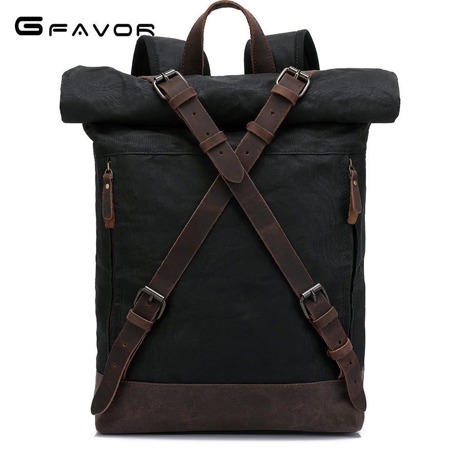 Men's Retro Waterproof Oil Wax Canvas Crazy Backpacks