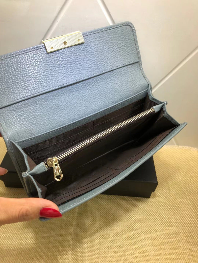 Women's Mid-length Fashion Rhombus Genuine Leather Simple Ladies Wallets