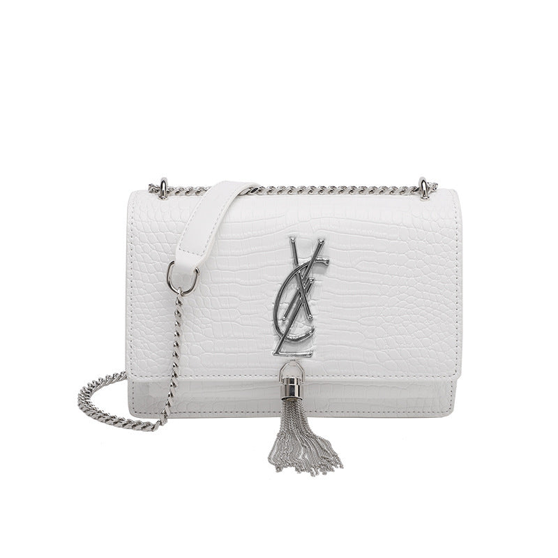 Women's Luxury Genuine Leather Crocodile Pattern Tassel Shoulder Bags