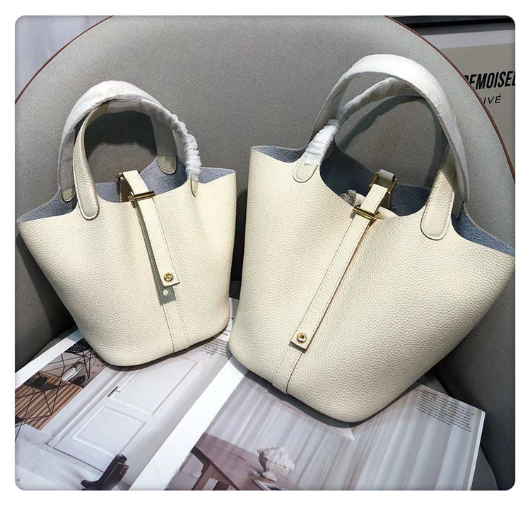 Women's Prepuce Vegetable Basket First Layer Cowhide Handbags
