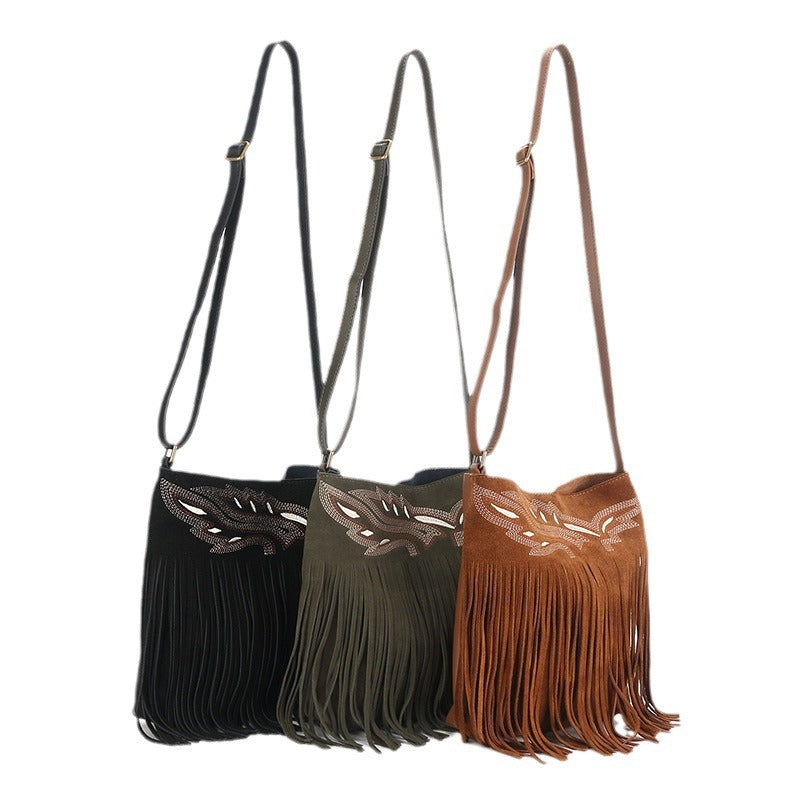 Women's Niche Embroidered Retro Simple Leather Frosted Bags