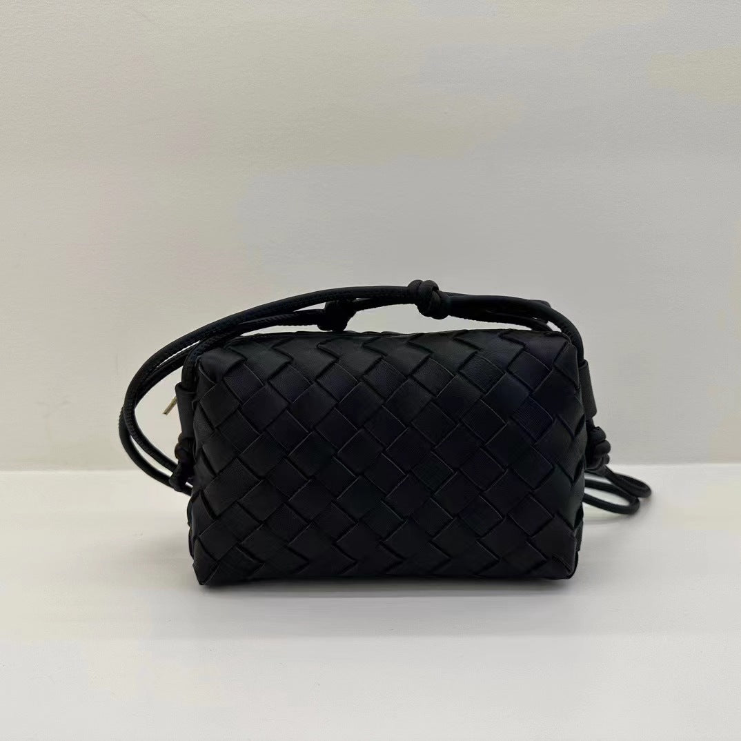 Genuine Leather Woven Candy Color Box Crossbody Bags