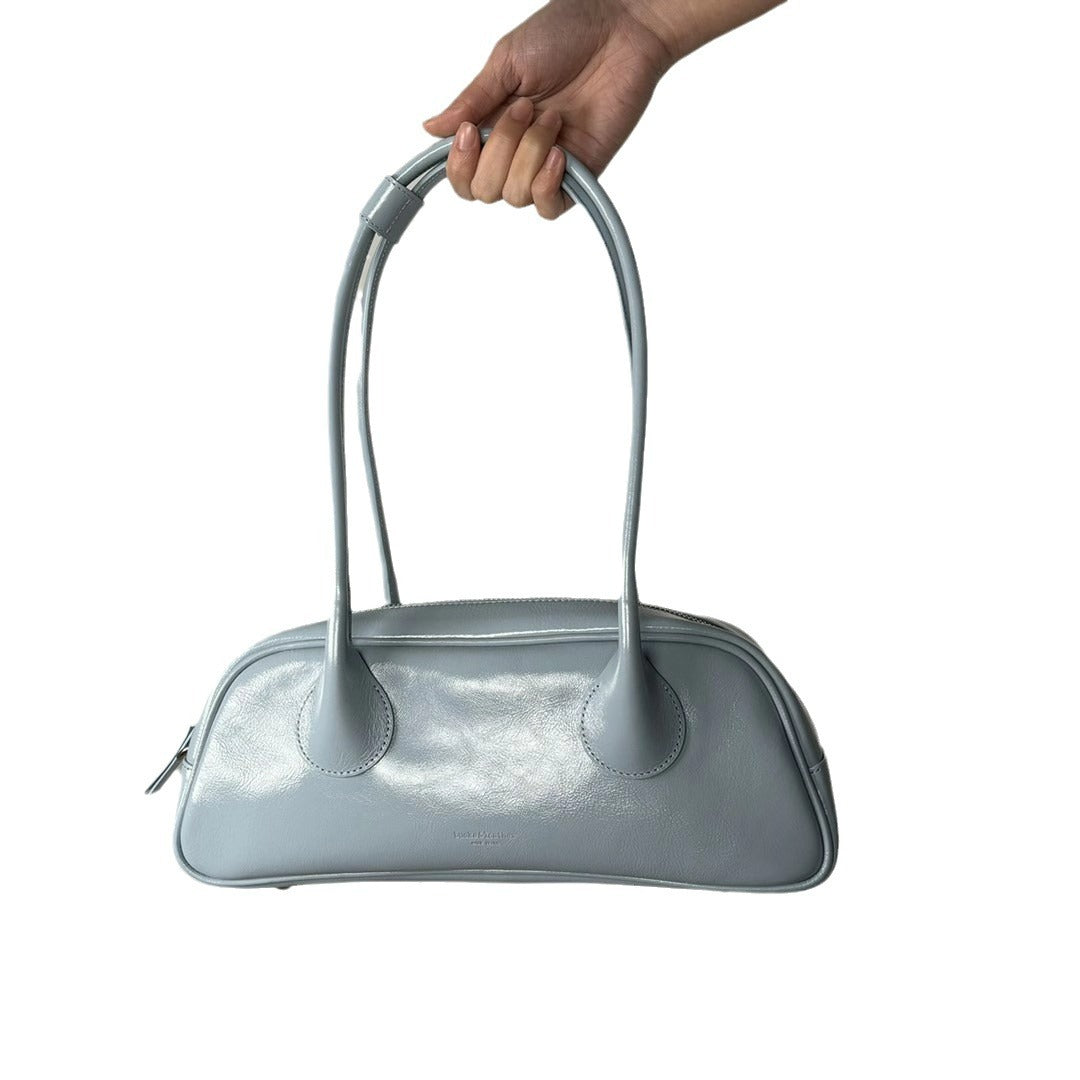 Cowhide Underarm Simple Double Strap French Shoulder Bags