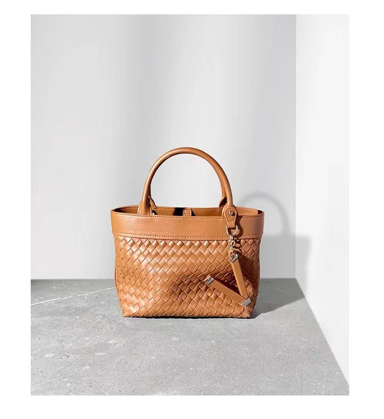 Women's Authentic Leather Weave Vegetable Basket Fashion Shoulder Bags
