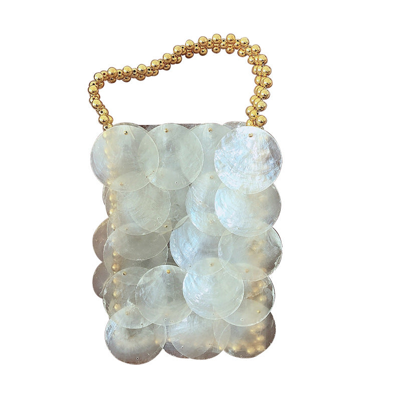 Women's Color Handmade Woven Shell Fashion Beaded Chain Handbags