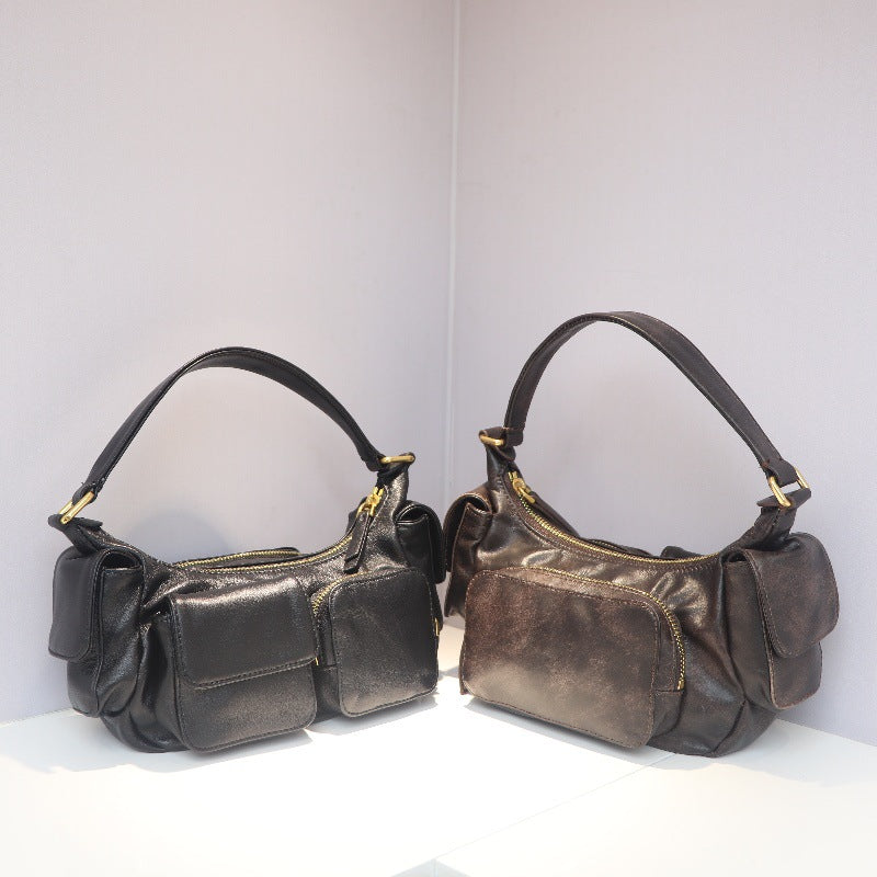 Women's High Quality Super Popular Pocket Cool High-grade Lambskin Underarm Armpit Bags