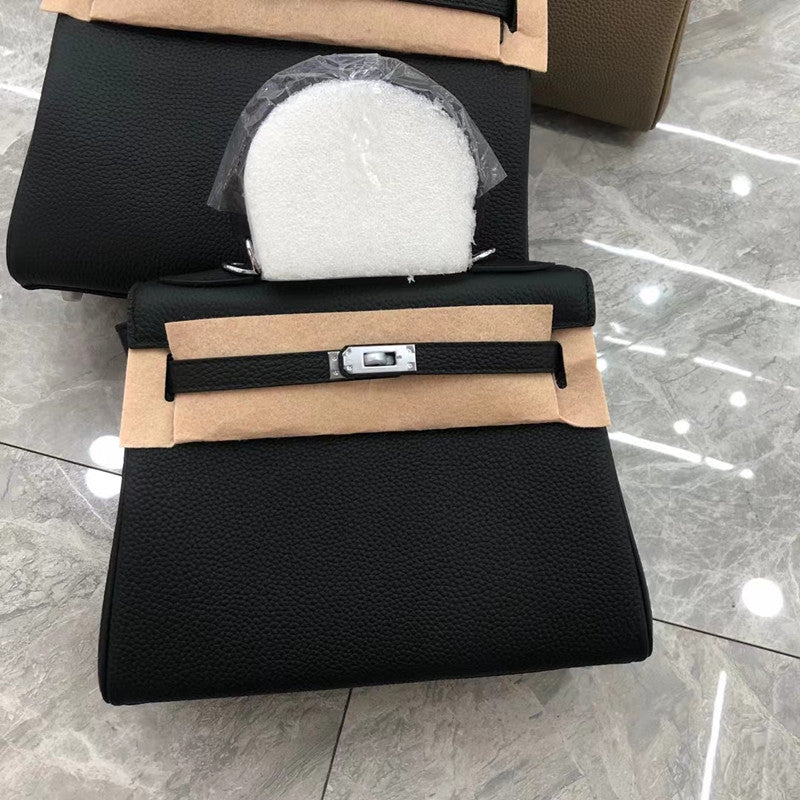 Women's Kelly Layer Cowhide Lychee Pattern Fashion Shoulder Bags