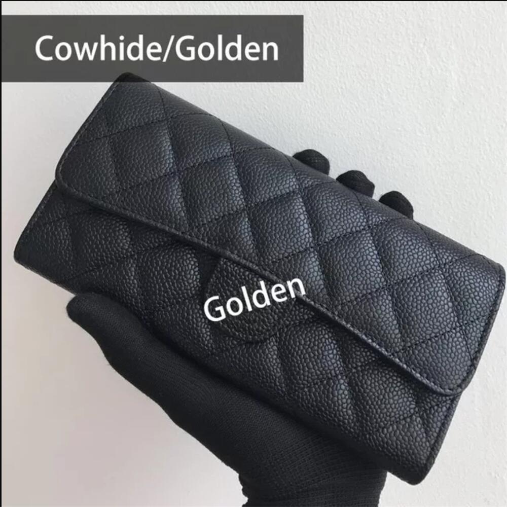 Women's Diamond Style Long Caviar Genuine Leather Ladies Wallets