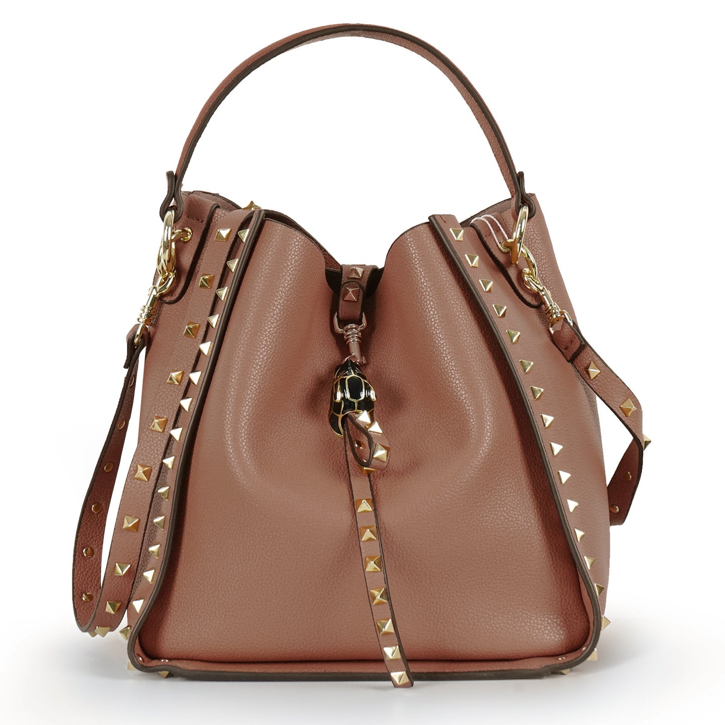 Women's Genuine Leather Fashion Rivet Litchi Pattern First Shoulder Bags