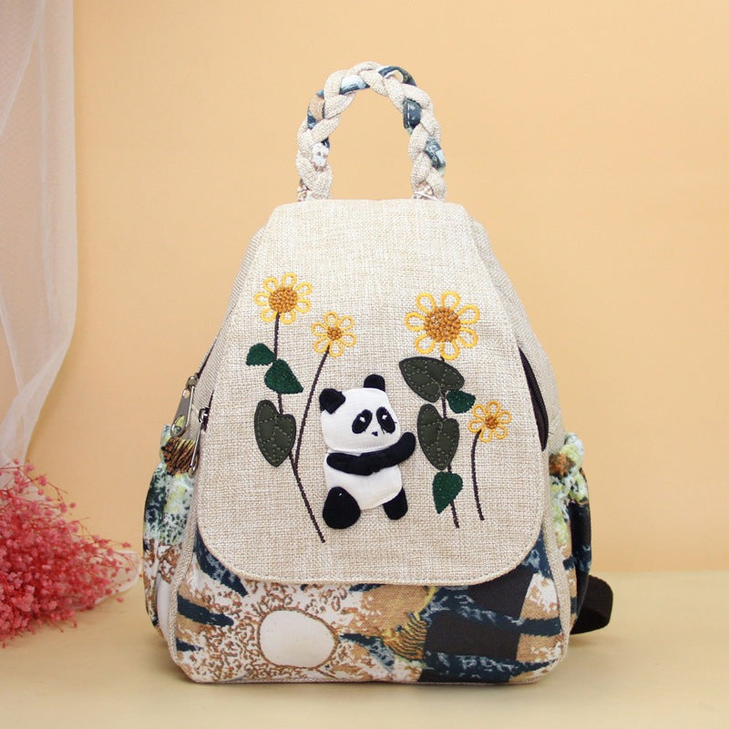 Panda Literary Fan Personality Fabric Leisure Bags