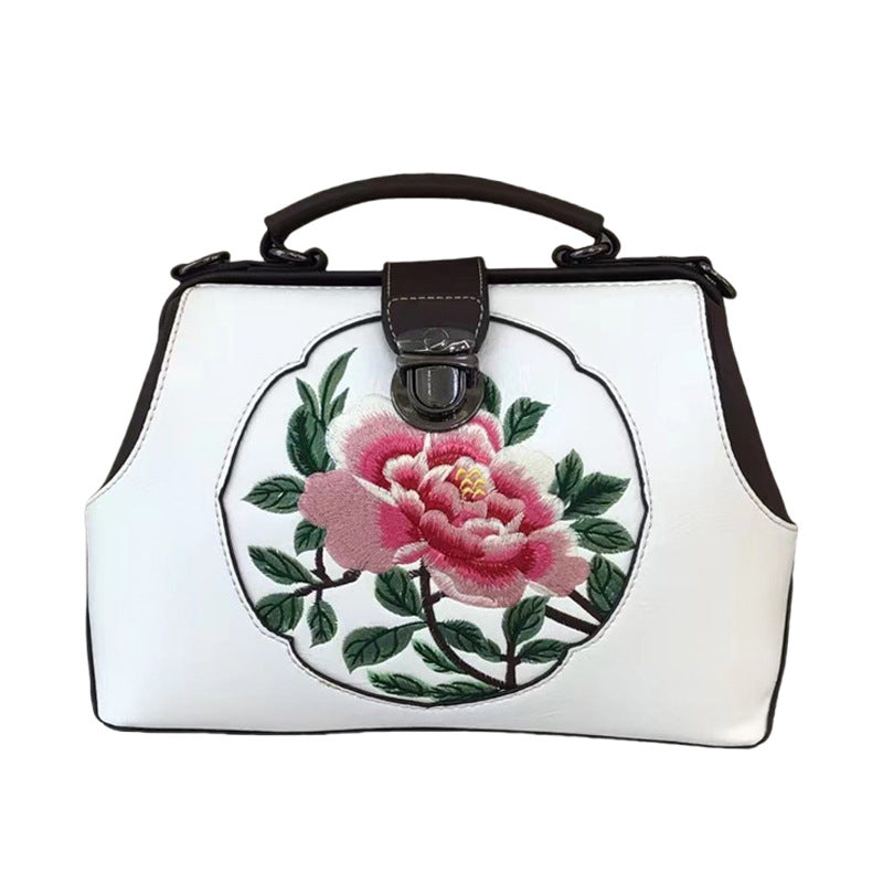 Women's Retro Style Embroidery With Cheongsam Cotton Shoulder Bags