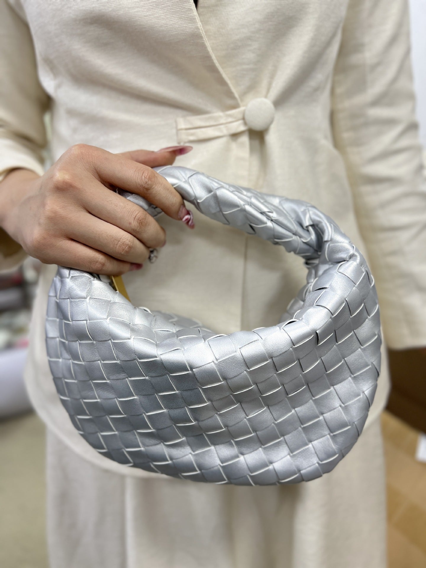 Woven Female Cloud Croissant Hand Holding Handbags
