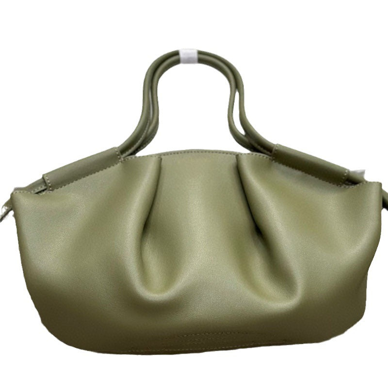 Senior Sense Dumpling Genuine Leather Portable Tote Bags