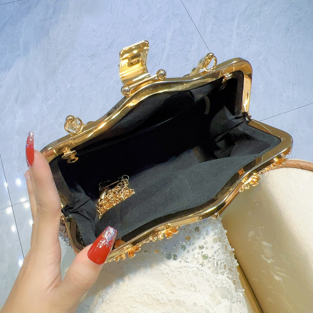 Dress Rhinestone Diamond Chain Clutch Portable Handbags