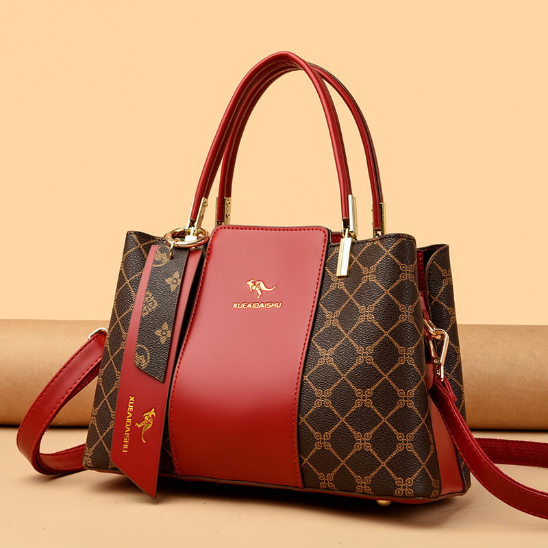 Women's Snow Love Kangaroo Winter Soft Leather Stitching Handbags