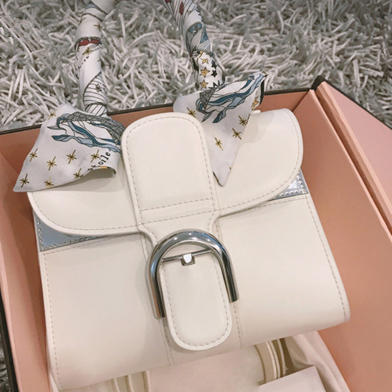 Women's Vachette Clasp Color Matching Saddle Cow Shoulder Bags