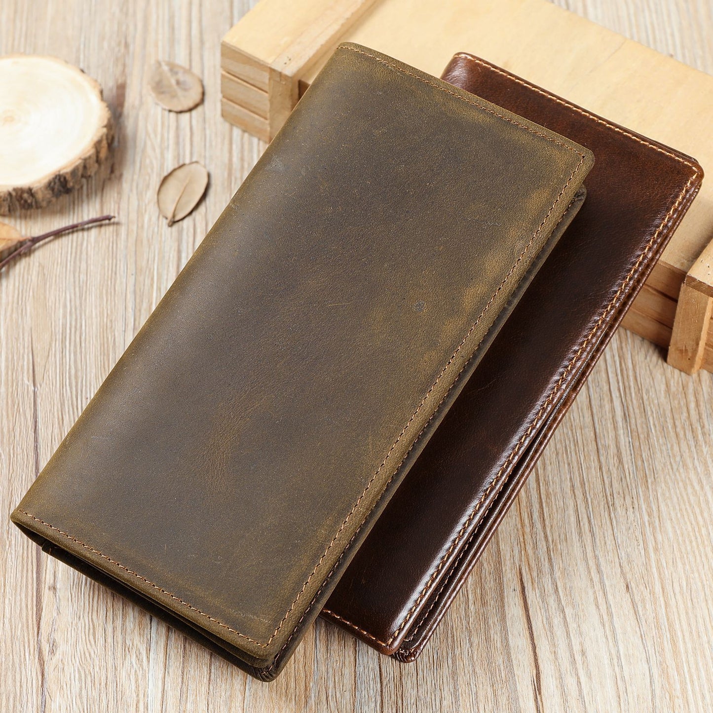 Men's Long Genuine Leather Multiple Slots Business Men's Wallets