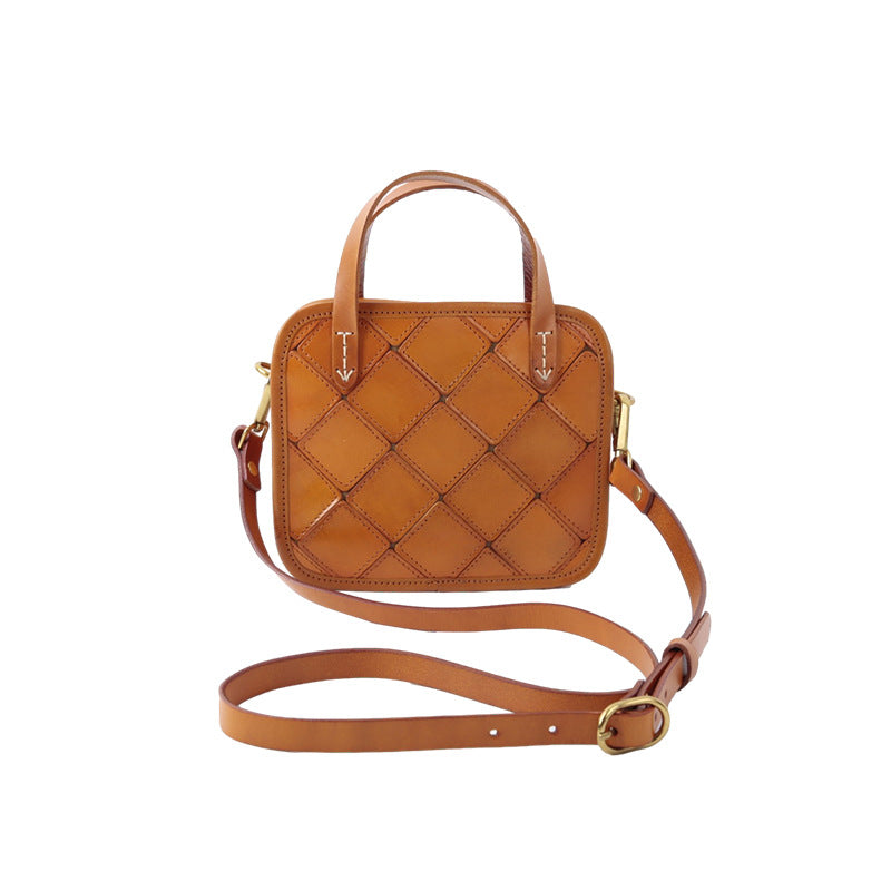 Women's Retro Top Layer Cowhide Patchwork Handbags