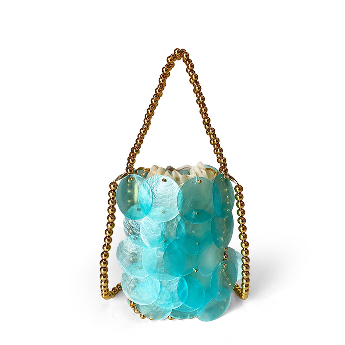 Women's Color Handmade Woven Shell Fashion Beaded Chain Handbags