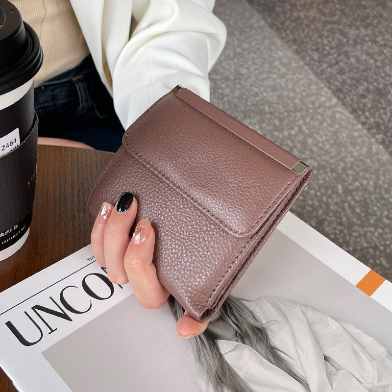 Women's Short Genuine Cattlehide Leather Surface Coin Purses