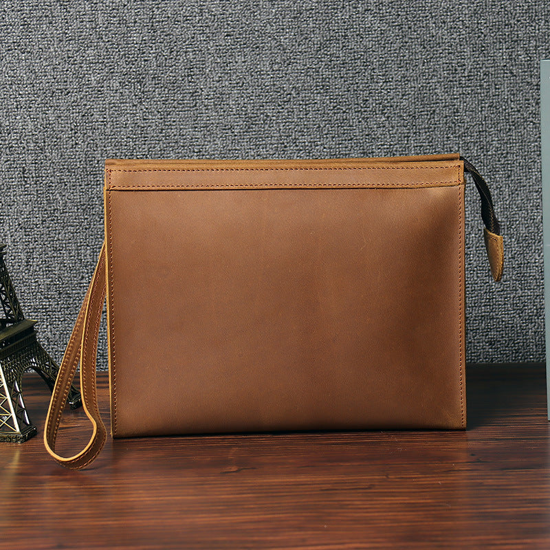 Men's Horse Leather Clutch Vintage File Envelope Men's Handbags