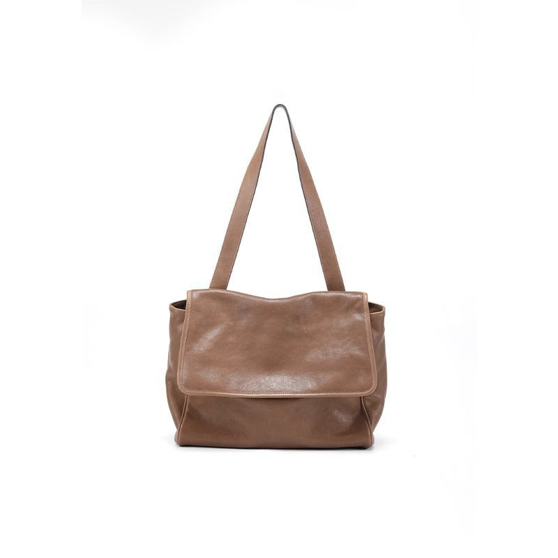 Women's Tanned Leather Cowhide Flip Vintage Soft Crossbody Bags