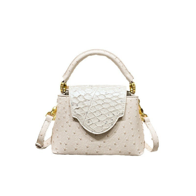 Women's High-grade Genuine Leather Ostrich Grain Minority Crossbody Bags