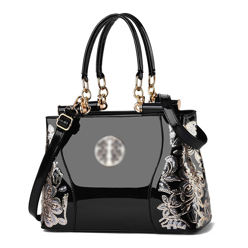 Large Capacity Bright Leather Double Sided Shoulder Bags