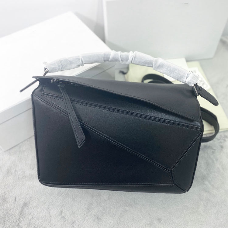 Geometric Cowhide Stitching Pillow Retro One Shoulder Bags