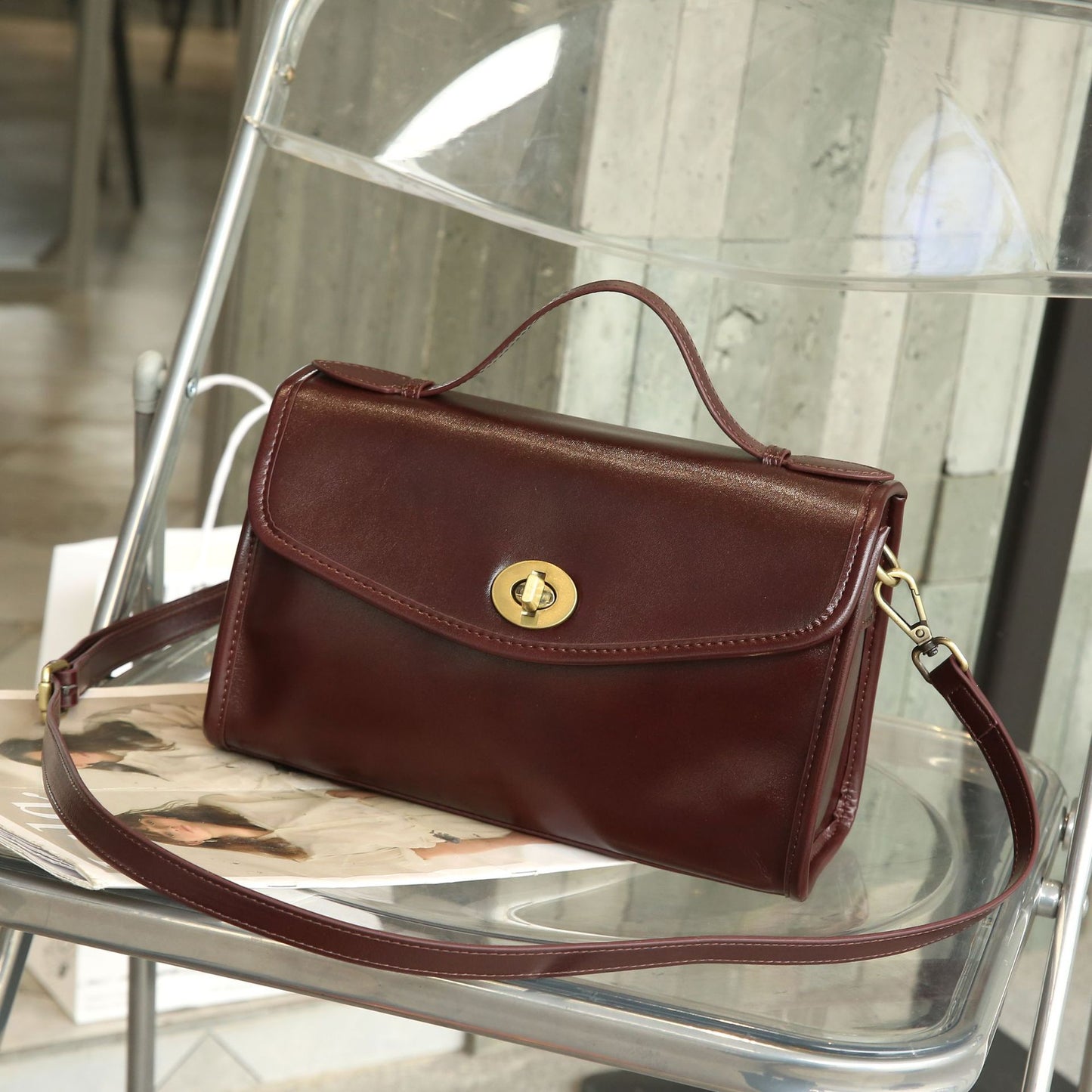 Women's Vegetable Tanned Leather Cow Single Lady's Shoulder Bags